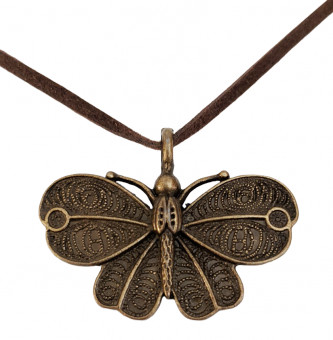 Halslederkette Steampunk Schmetterling ☀ Antik Bronze ☀ Handgefertigt 