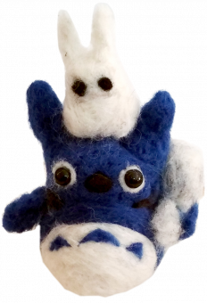 Totoro Set Blau Weiß シ Hand gefilzt シ Deko Set シ Handarbeit Unikate 