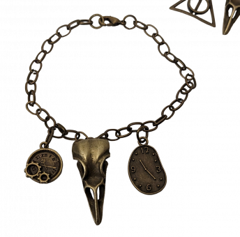 Steampunk Armband  Dali Uhr, Rabenschädel Bronze 